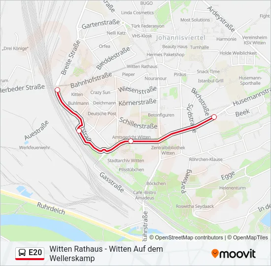 E20 Bus Line Map