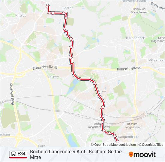 E34 bus Line Map