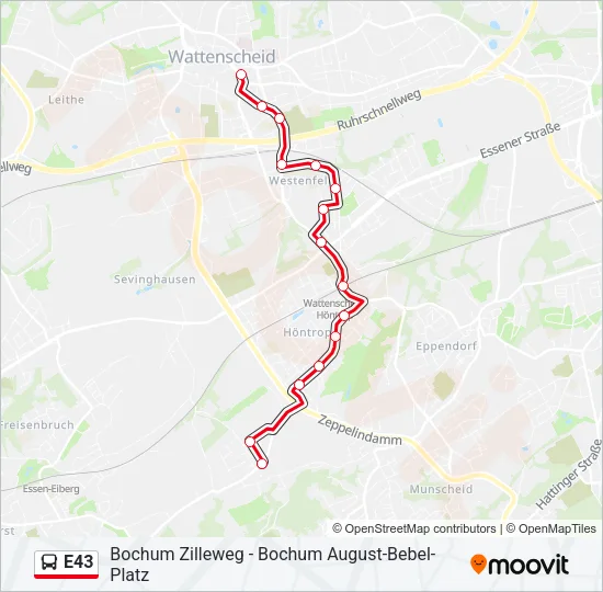 E43 Bus Line Map
