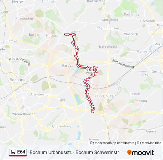 E64 bus Line Map