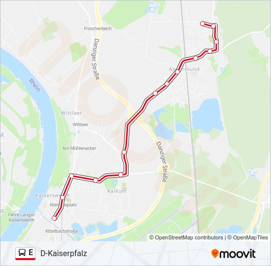 Автобус E: карта маршрута
