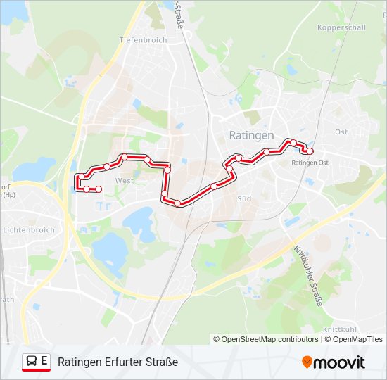 Автобус E: карта маршрута
