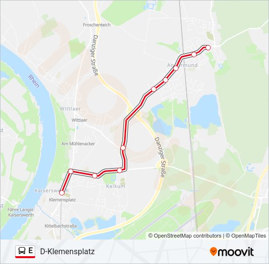 Автобус E: карта маршрута