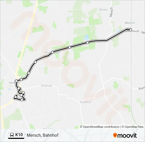K10 Bus Line Map