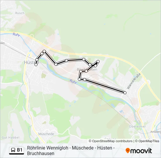 Автобус B1: карта маршрута