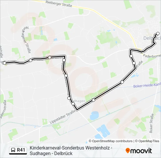 Автобус R41: карта маршрута