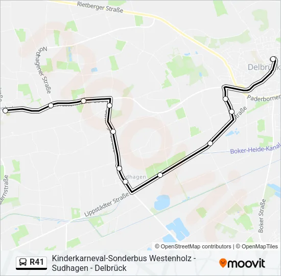 Автобус R41: карта маршрута