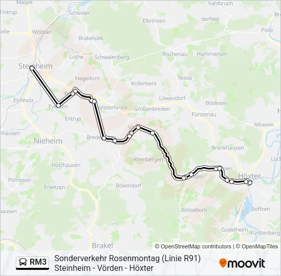 RM3 Bus Line Map