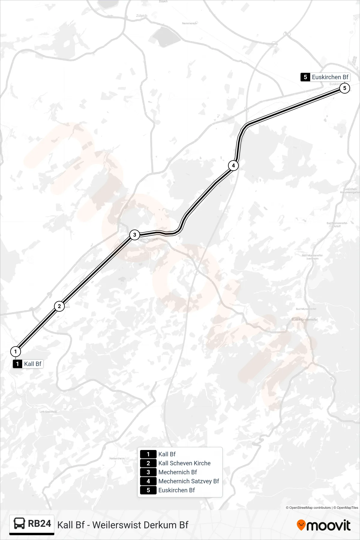 Linie RB24 (Bus) Richtung Euskirchen Bf: Route und Haltestellen auf der Karte