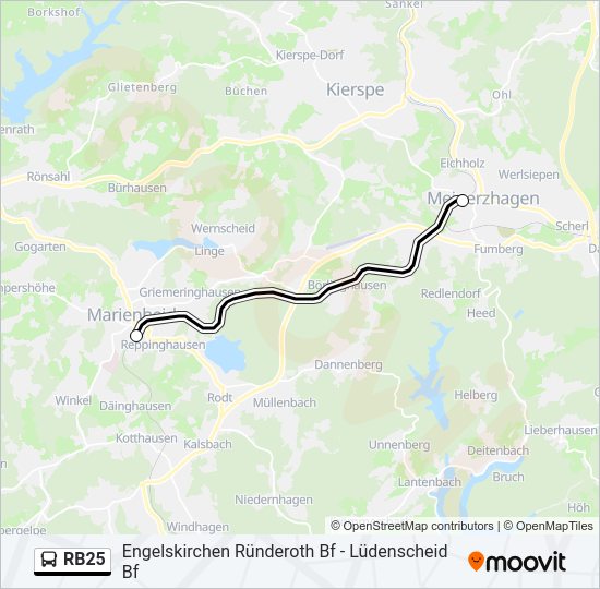 Buslinie RB25 Karte