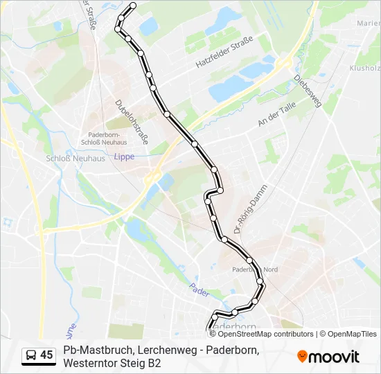 Автобус 45: карта маршрута