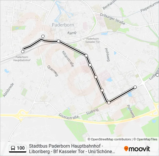 Автобус 100: карта маршрута