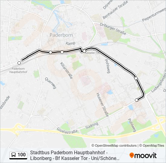 100 Route: Schedules, Stops & Maps - Paderborn, Uni/Südring (Updated)