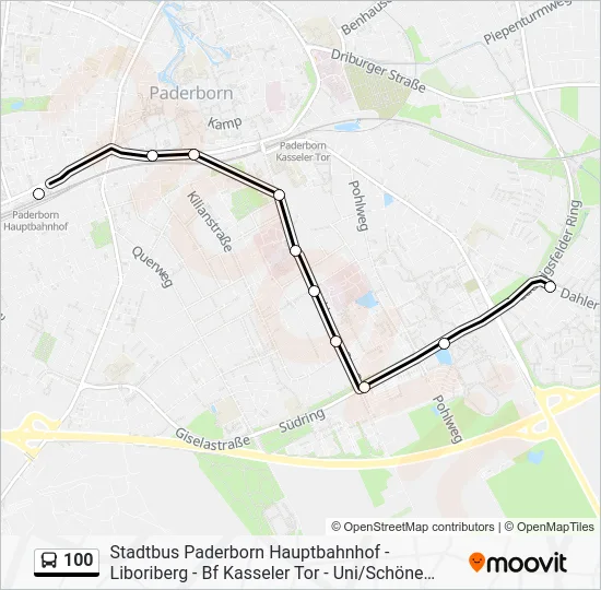 Автобус 100: карта маршрута