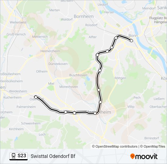 Поезд S23: карта маршрута