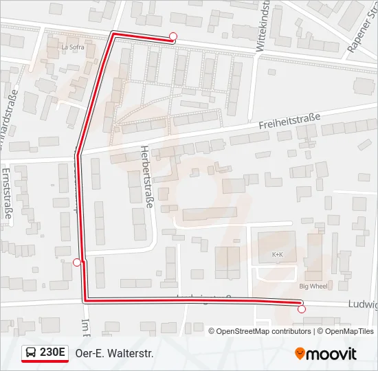 230E Bus Line Map