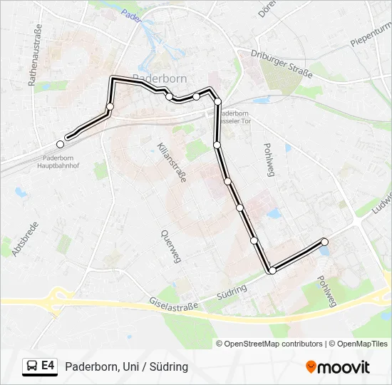 E4 Bus Line Map