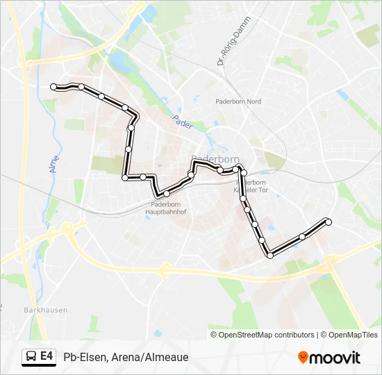 Автобус E4: карта маршрута