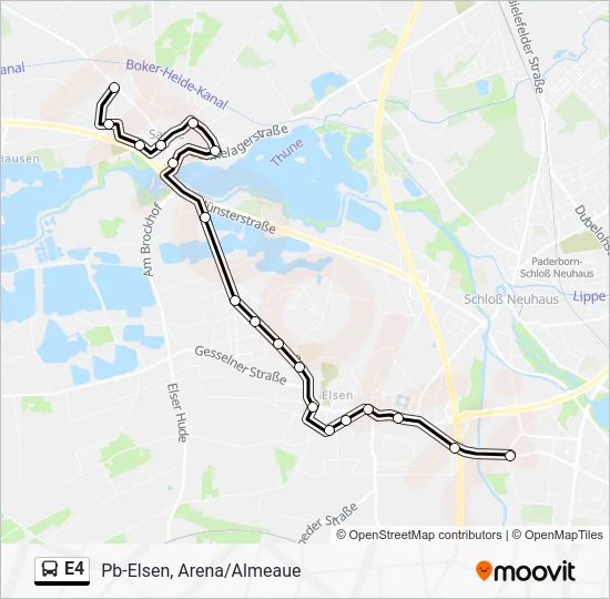 Автобус E4: карта маршрута