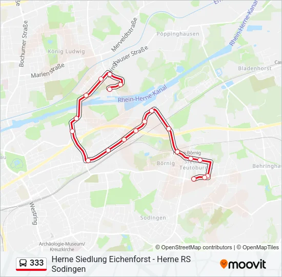 333 Bus Line Map