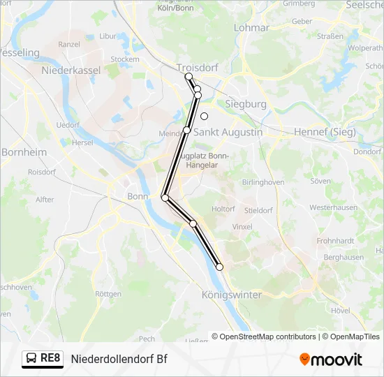 Автобус RE8: карта маршрута