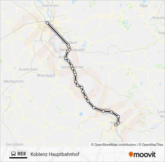 Автобус RE8: карта маршрута
