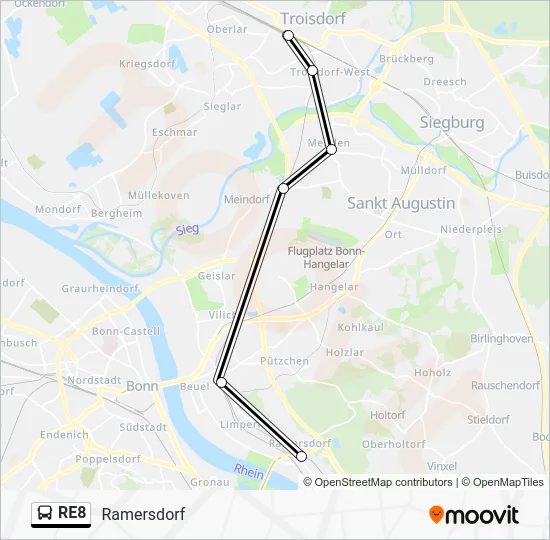 Автобус RE8: карта маршрута