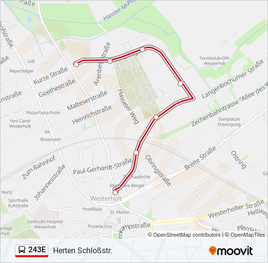 243E bus Line Map