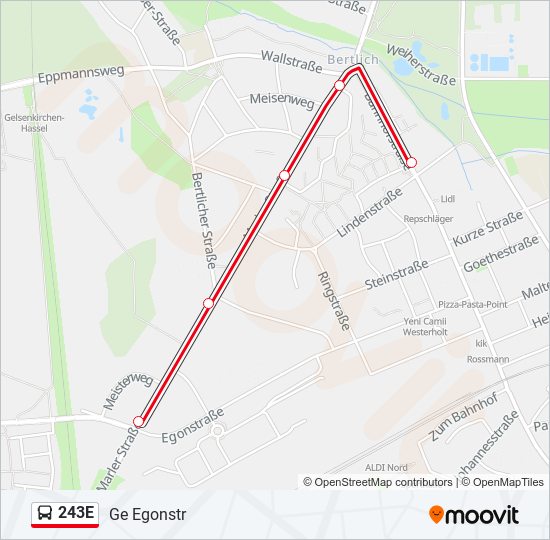 243E bus Line Map