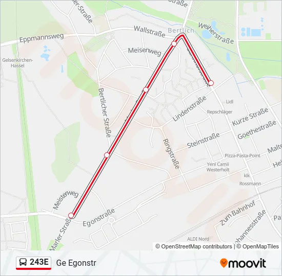 243E Bus Line Map