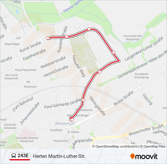 243E bus Line Map