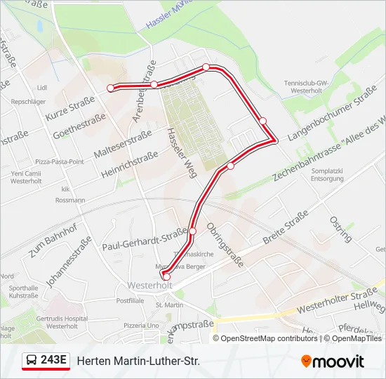 243E Bus Line Map