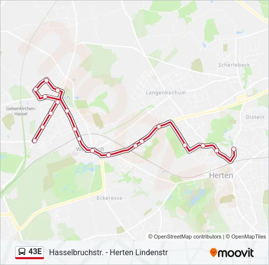 43E Bus Line Map