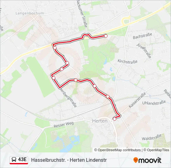 43E Bus Line Map