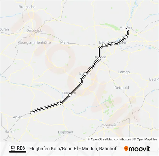 Bahnlinie RE6 Karte