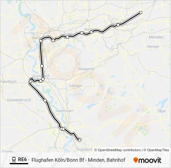 Bahnlinie RE6 Karte