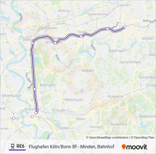 Bahnlinie RE6 Karte