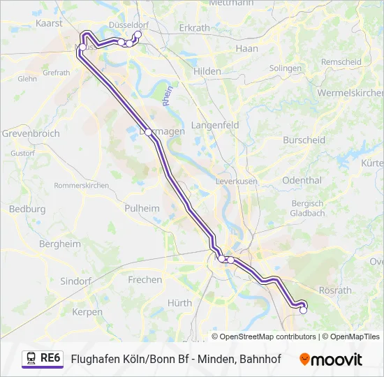 Bahnlinie RE6 Karte