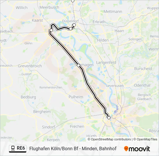 Поезд RE6: карта маршрута