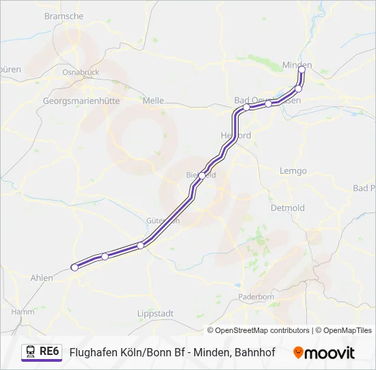 Bahnlinie RE6 Karte