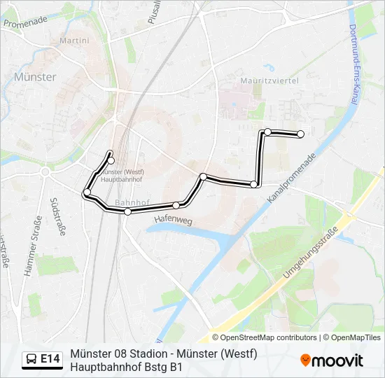 E14 Bus Line Map
