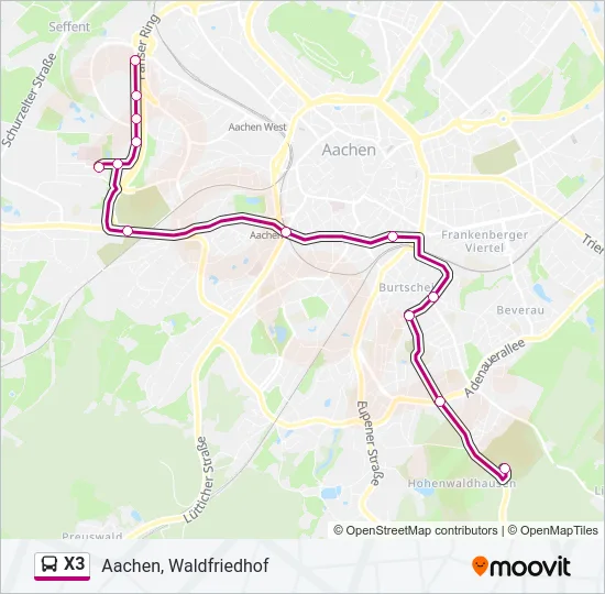 X3 Bus Line Map