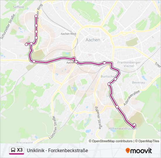 X3 Bus Line Map