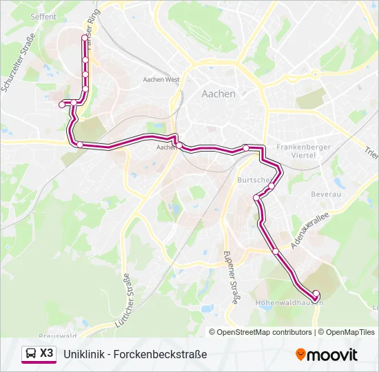 X3 Bus Line Map
