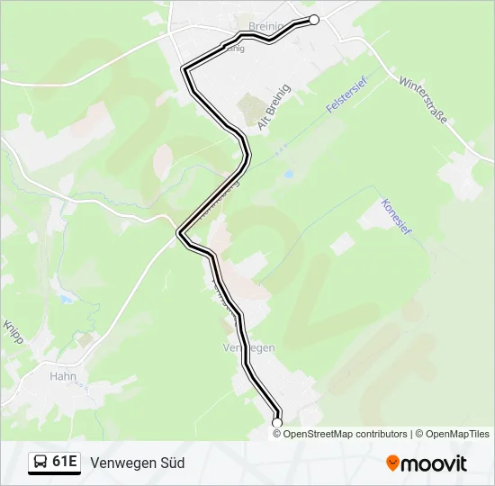 61E Bus Line Map