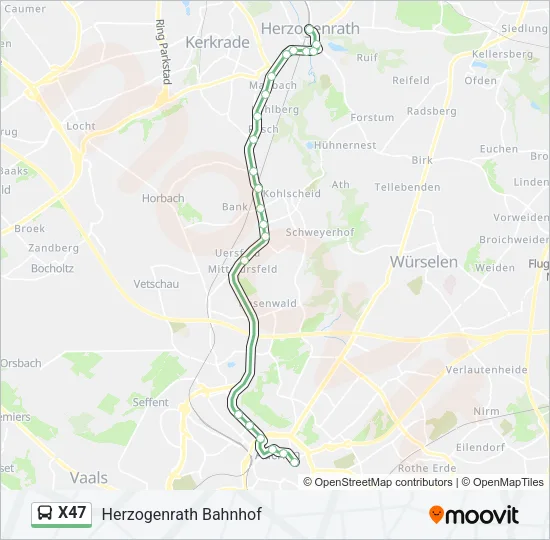 Buslinie X47 Karte