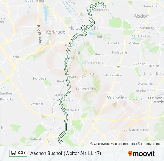 X47 Bus Line Map