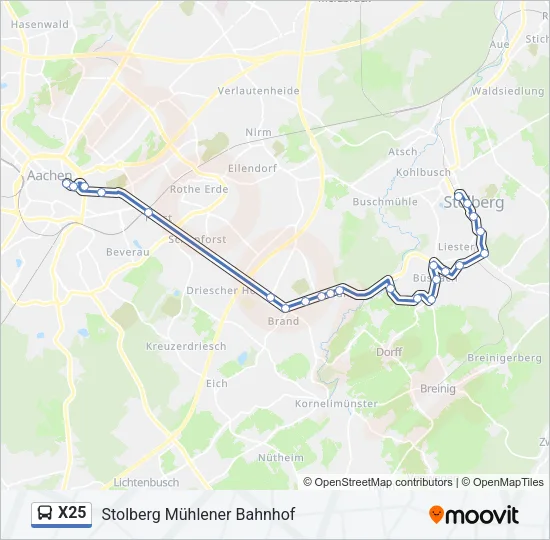 X25 Bus Line Map