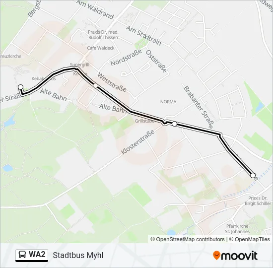 WA2 Bus Line Map