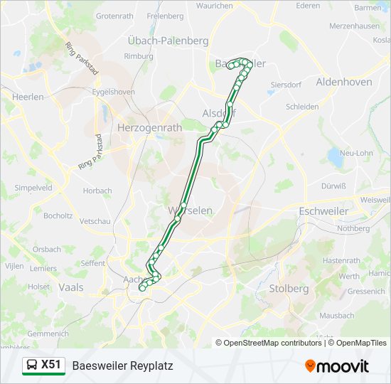 Автобус X51: карта маршрута